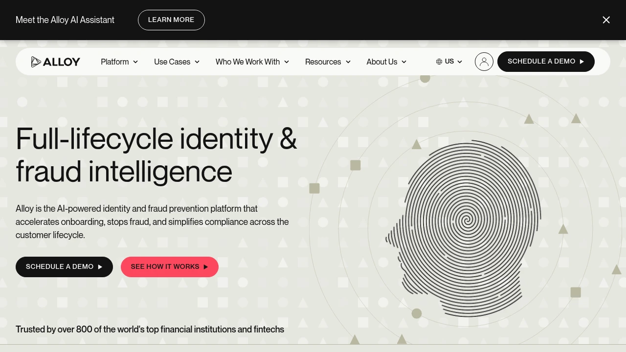 Screenshot of Alloy website