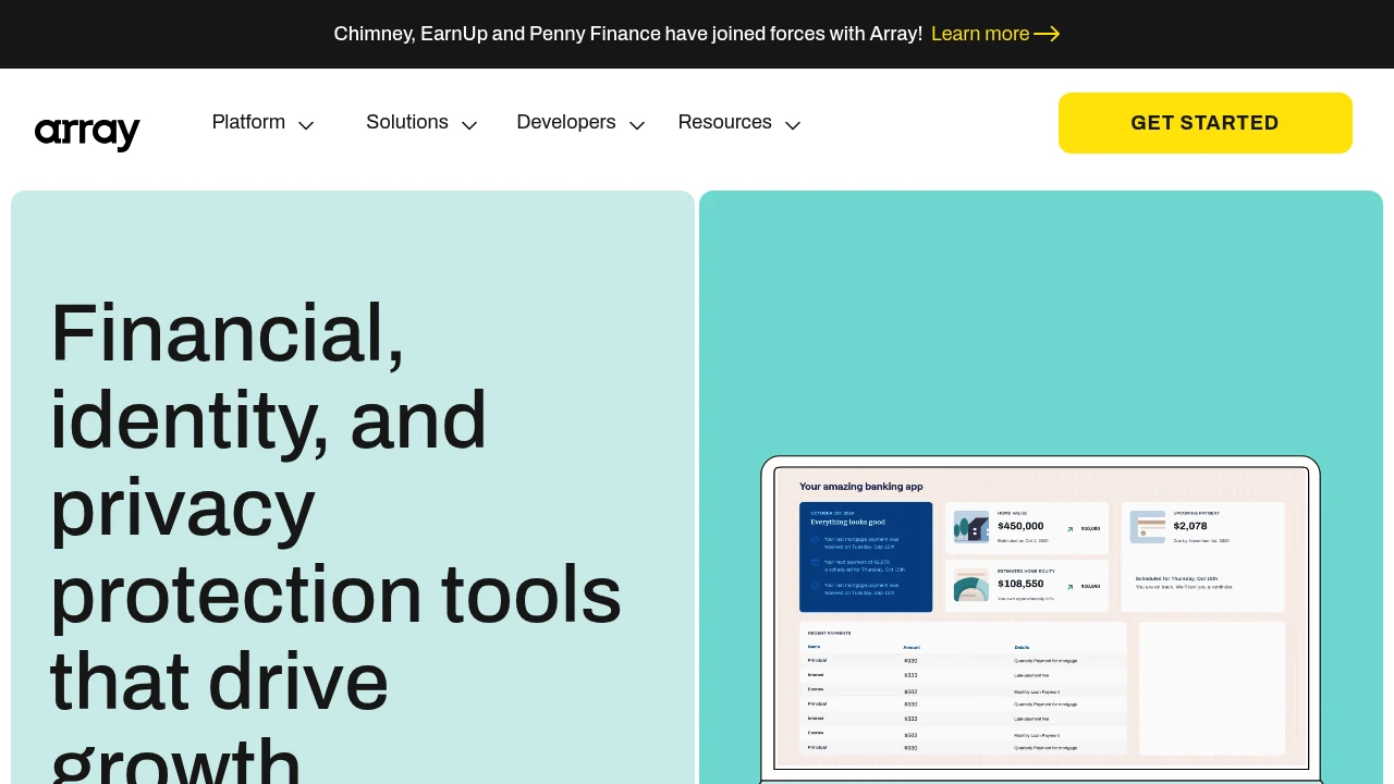 Screenshot of Array website