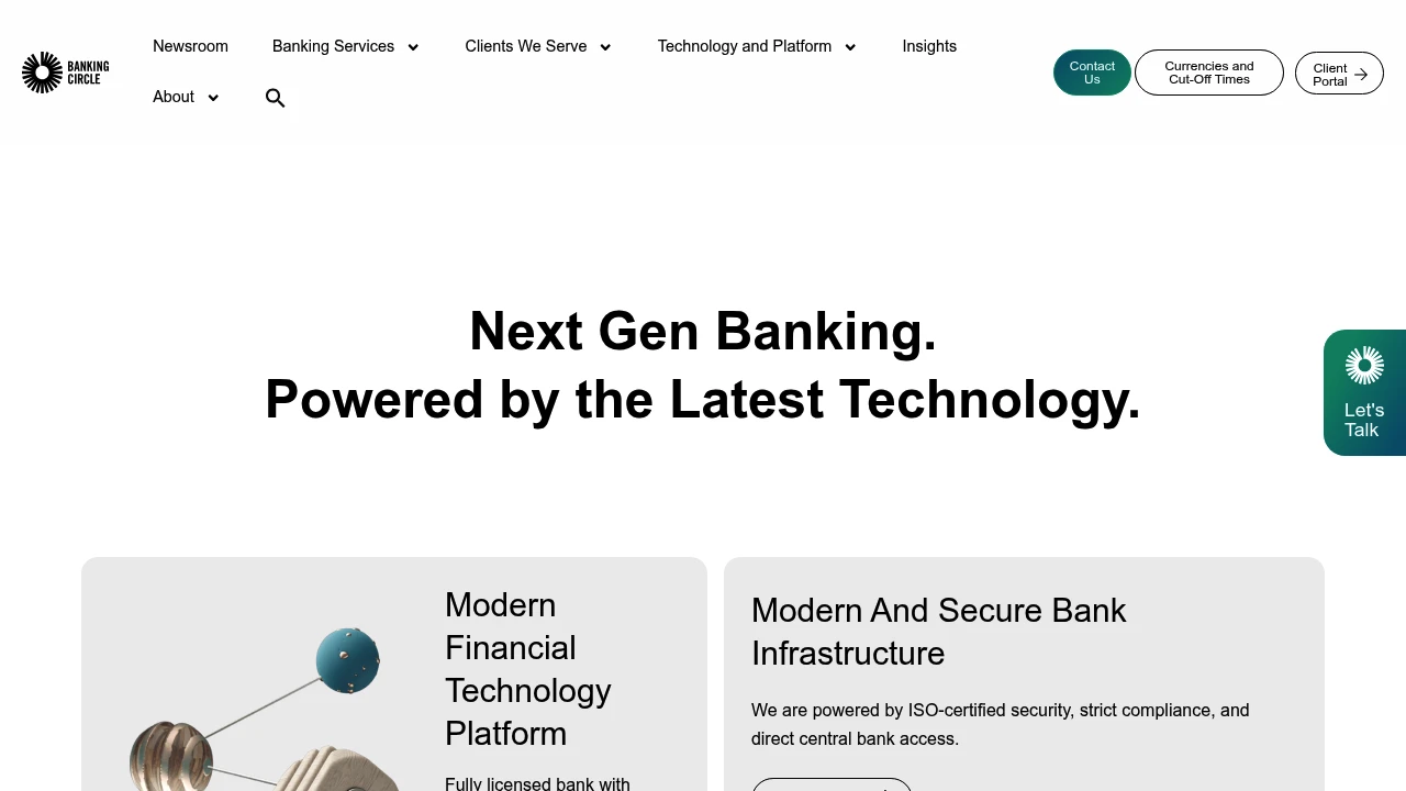 Screenshot of Banking Circle website