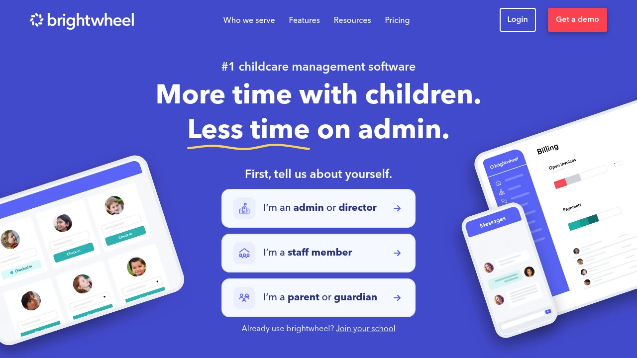 Screenshot of Brightwheel website