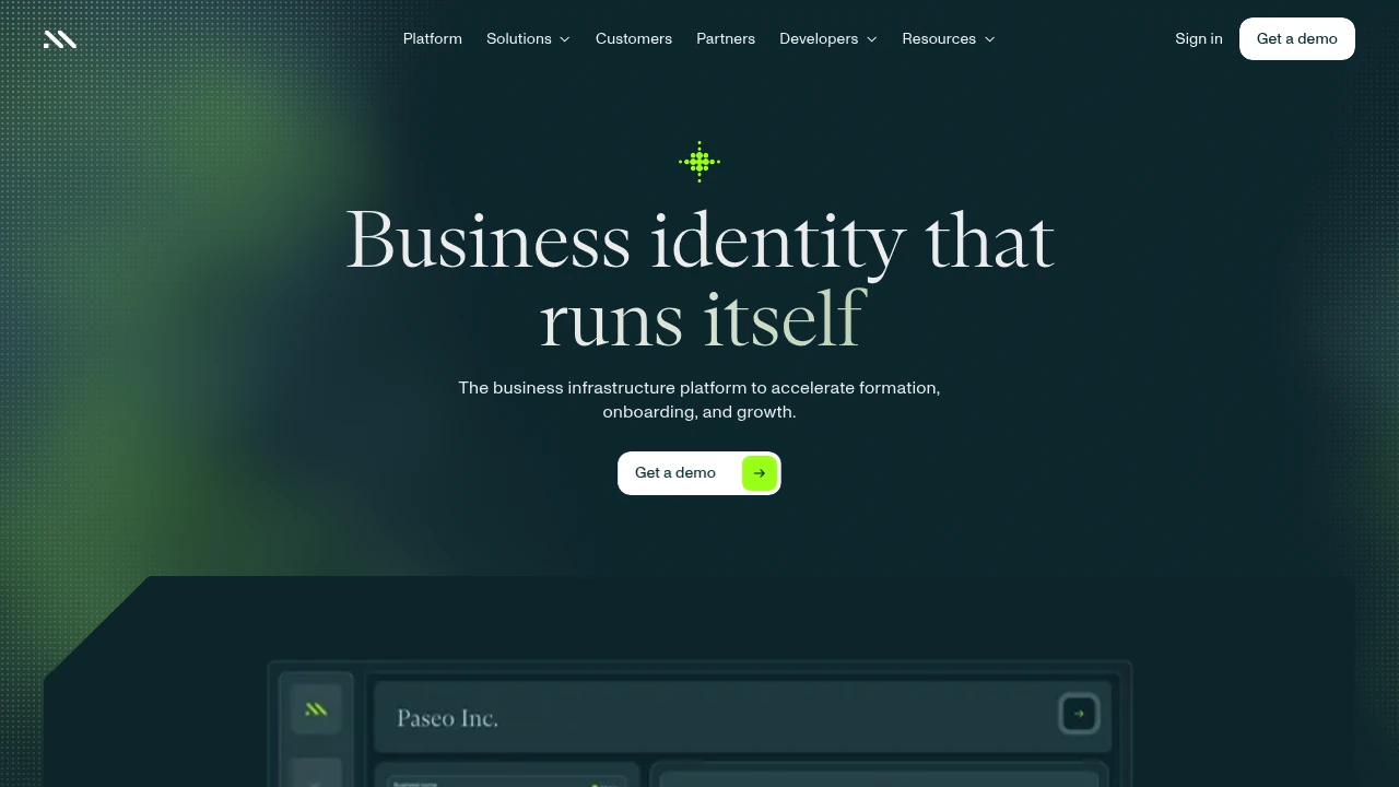 Screenshot of Middesk website